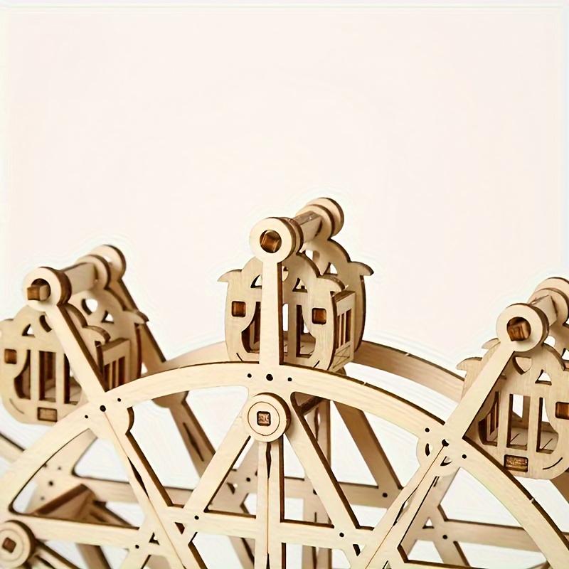 183pcs Wooden Ferris Wheel 3D Puzzle with LED Lights and Music Box - Basswood Craft Set for Adults, Creative DIY Project, Enthusiast and Birthday Gift