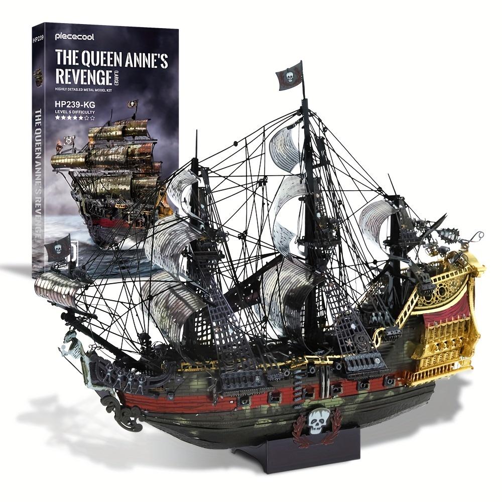 Piececool 439Pcs 3D Puzzles For Adult The Queen Anne's Revenge Metal Pirate Ship Model Kits Gifts Boxed Birthday Gifts Holiday Party Prizes Halloween Christmas Gift