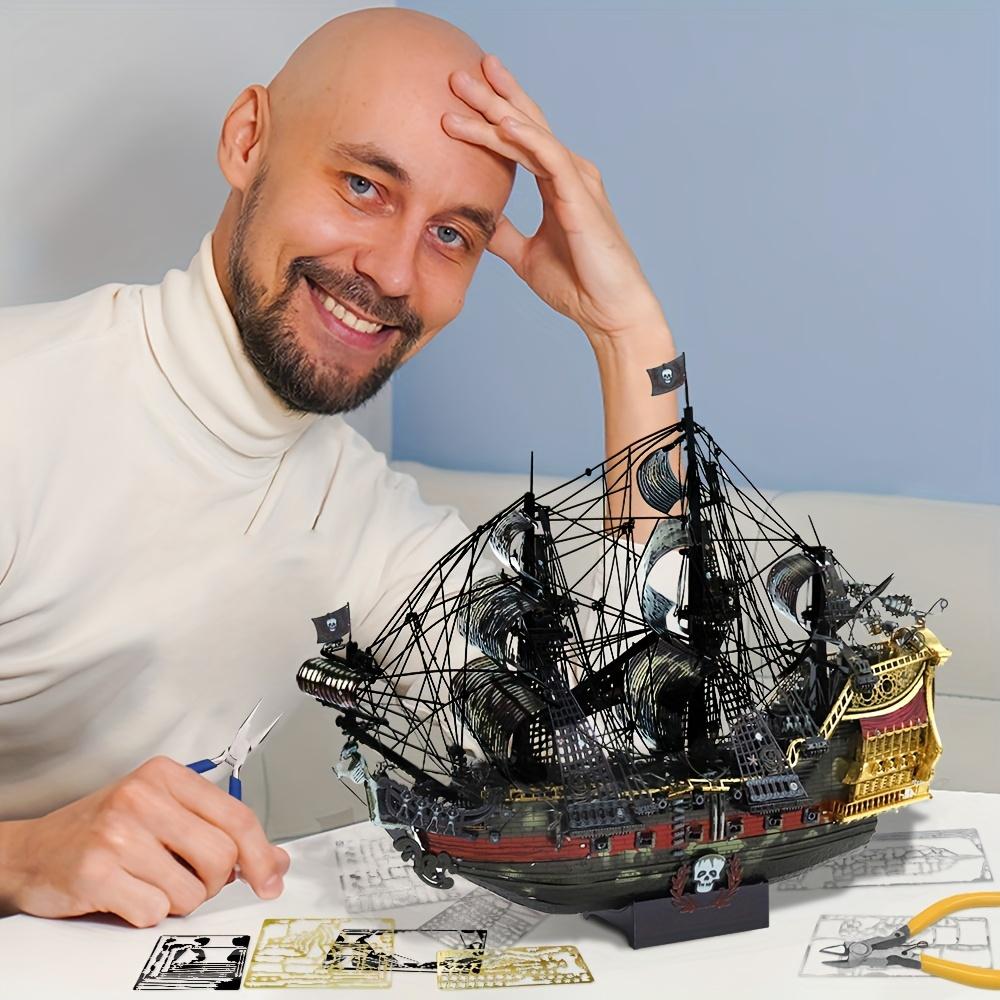 Piececool 439Pcs 3D Puzzles For Adult The Queen Anne's Revenge Metal Pirate Ship Model Kits Gifts Boxed Birthday Gifts Holiday Party Prizes Halloween Christmas Gift