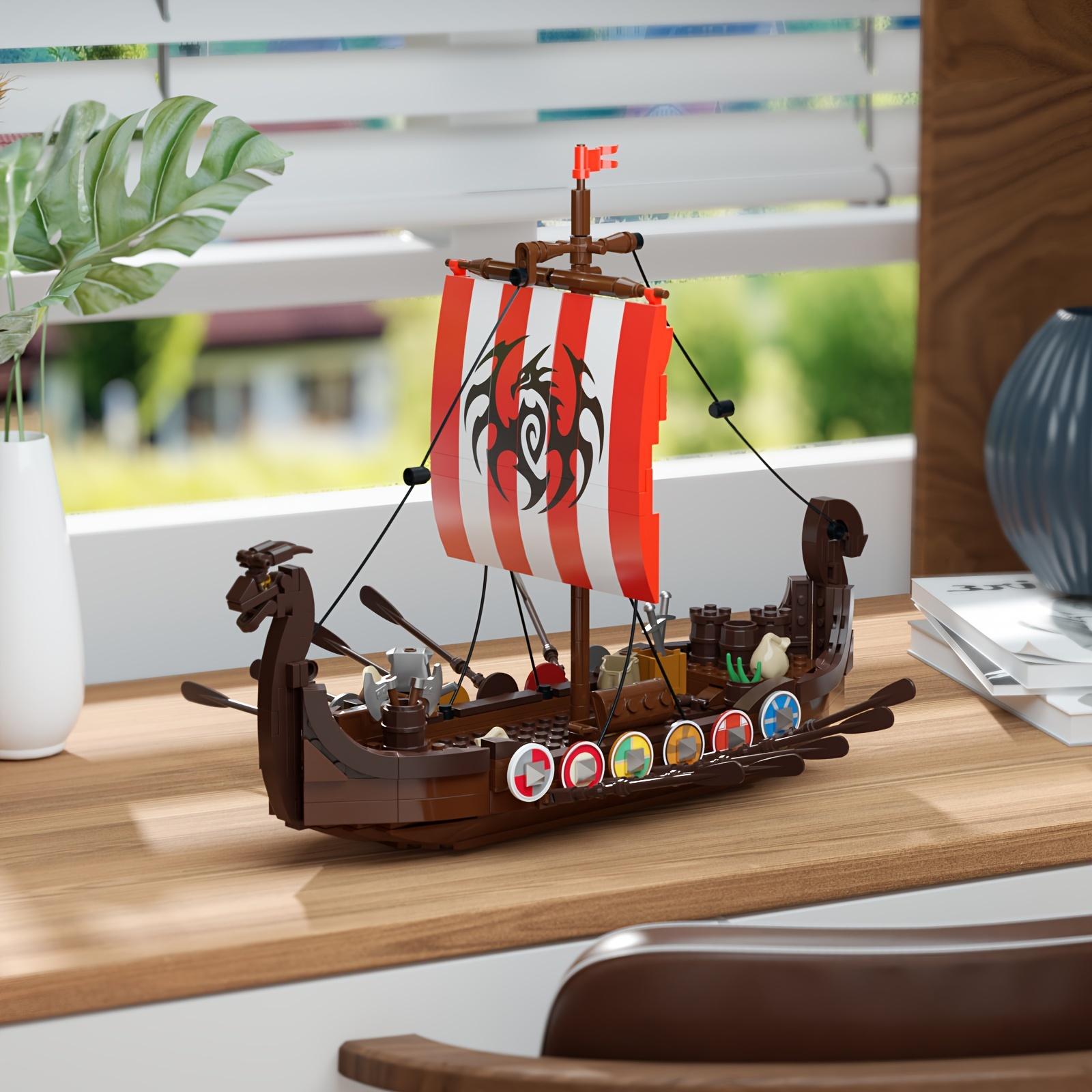 555 Pieces Popular Ship Models Viking Ship Building Blocks Playsets Fan Must Buy Building Blocks Toys Fun Handmade Collectible Decorations Best Holiday Gifts For Friends Christmas Halloween Gift