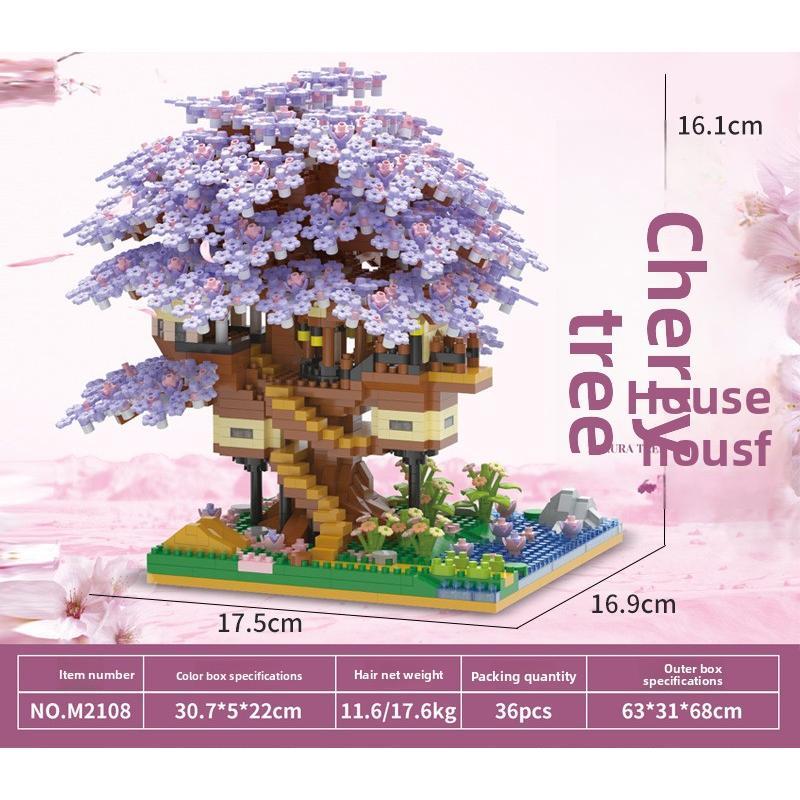 2229pcs Peach Blossom Bonsai Tree Building Set - Chinese Architecture Collectible Model Peach Blossom Tree Lego Alternative - 2229PCS Budget-Friendly Building Blocks