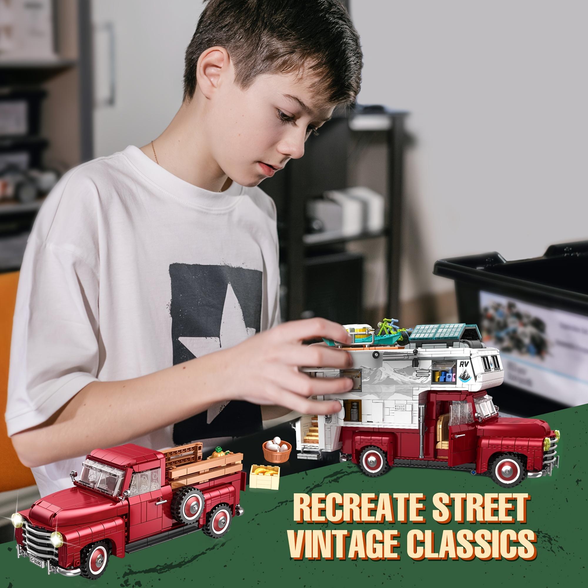 2188pcs Car Building Block, 2-in-1 Camper Van Building And Farm Pickup Truck Building Set Toy, Retro Rvs Building Block Kit Set