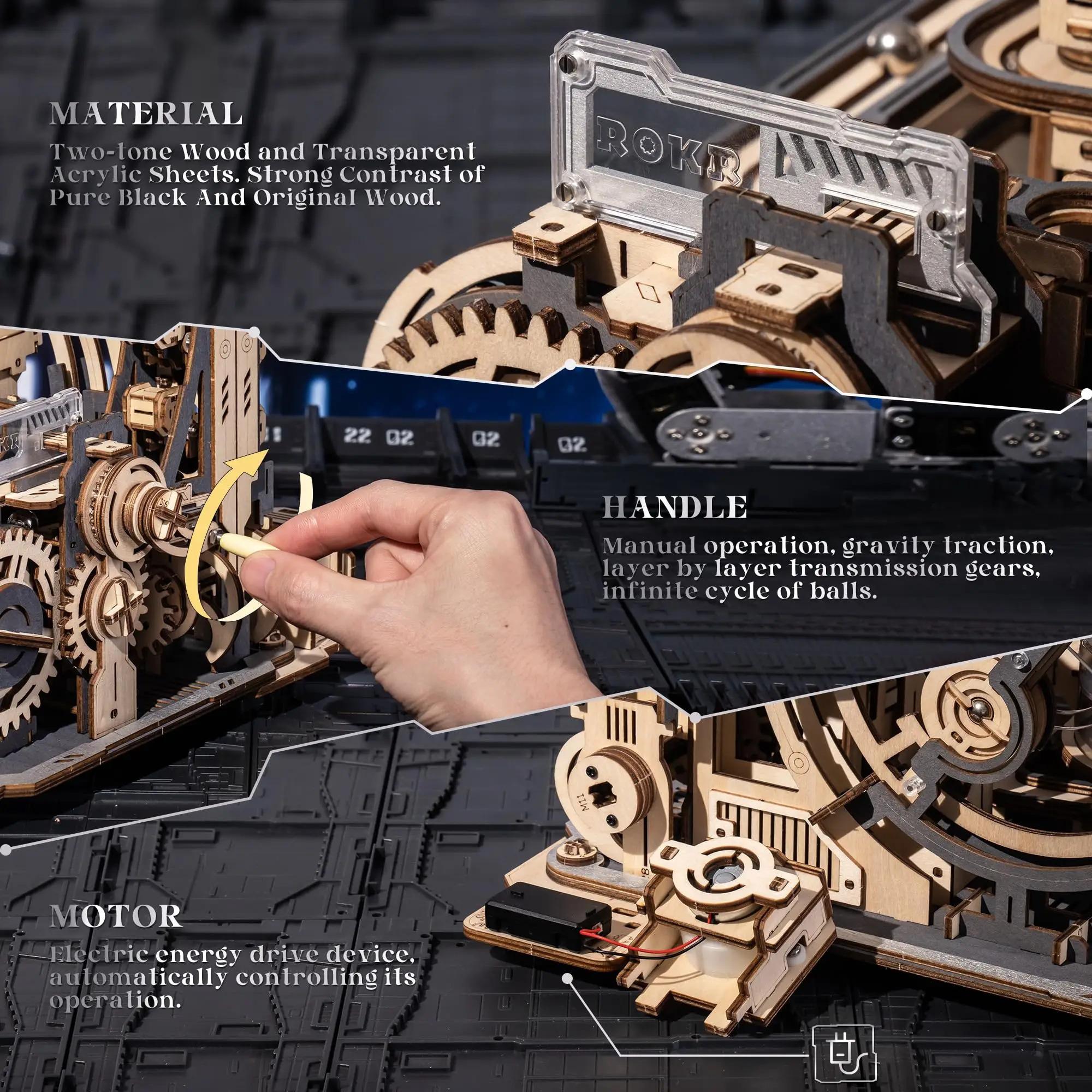 Electric Marble Run with Light 3D Puzzle Toys Marble Spaceport Gifts for Kids Children Connect With Night City LGC01