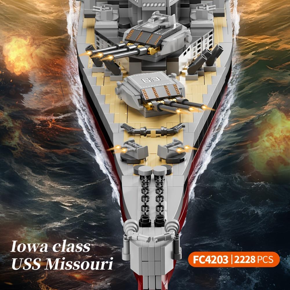 2228 Pcs, USS Missouri Battleship Construction Kit Building Block Set, Military Series Historical Warship Model, Adult Collection Display Toy, Hobbyist Gift, FC4203 Christmas Halloween Gifts