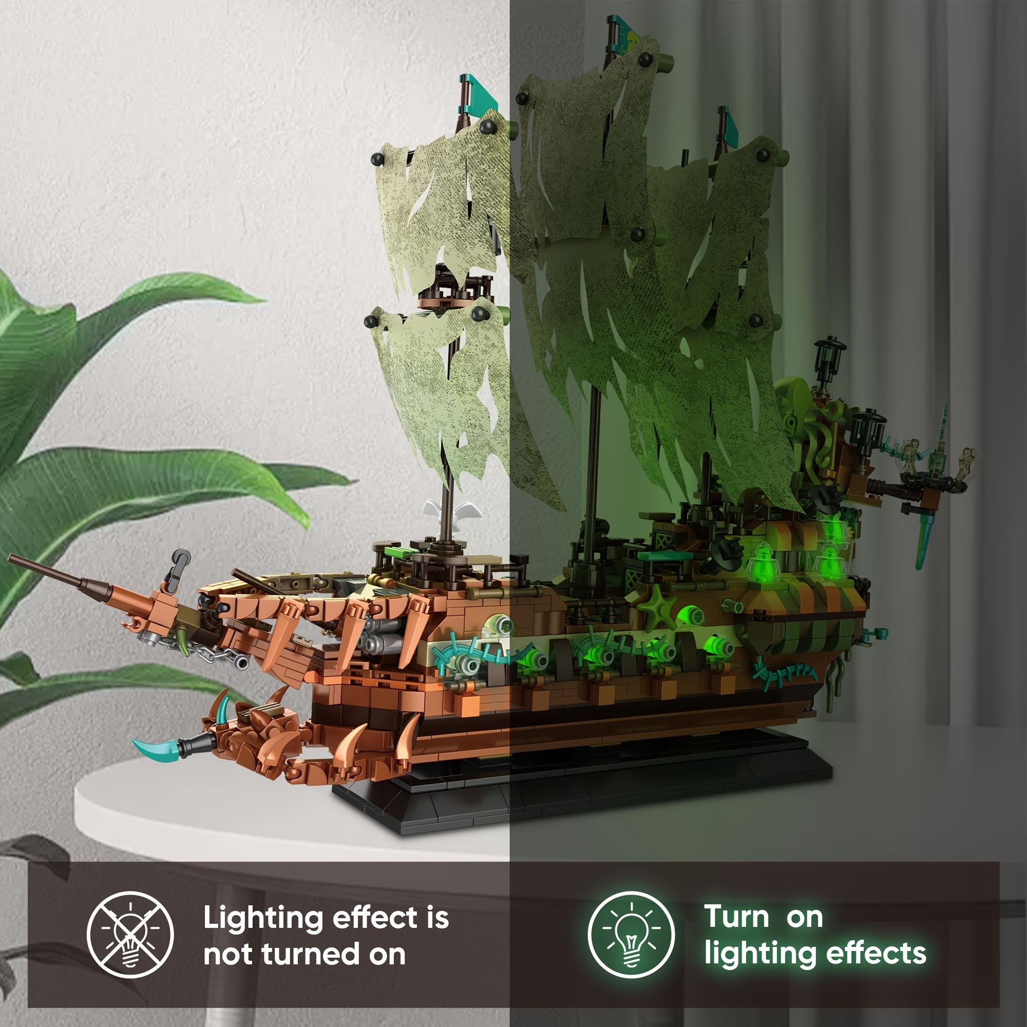 1588pcs Pirate Ship Building Blocks Set, Advanced MOC Dutchman Model Kit, Movie Themed Construction Toy, ABS Material, with LED Lights, for Ages 8-14, Ideal for Christmas and Birthday Gifts