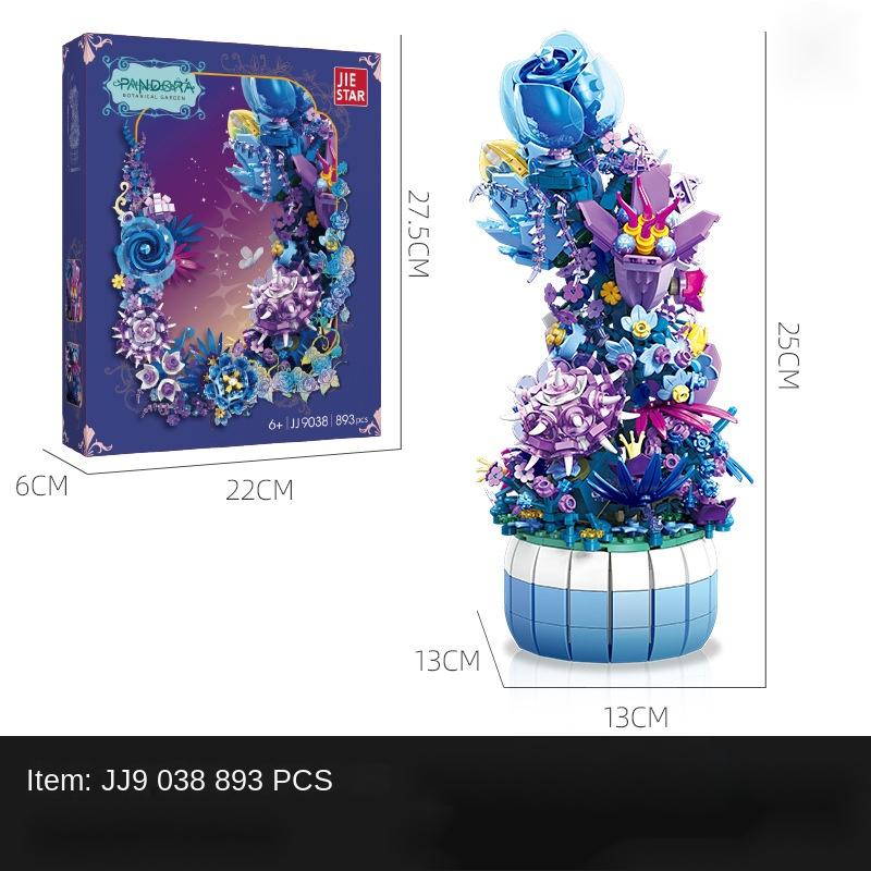 Purple Flower Bouquet Building Sets For Adult, 13 Flowers (891pcs), Botanical Collection With Fancy Box, Building Blocks Toy For Girls Ages 8+,Thoughtful Home Décor Gift for Your Loved One