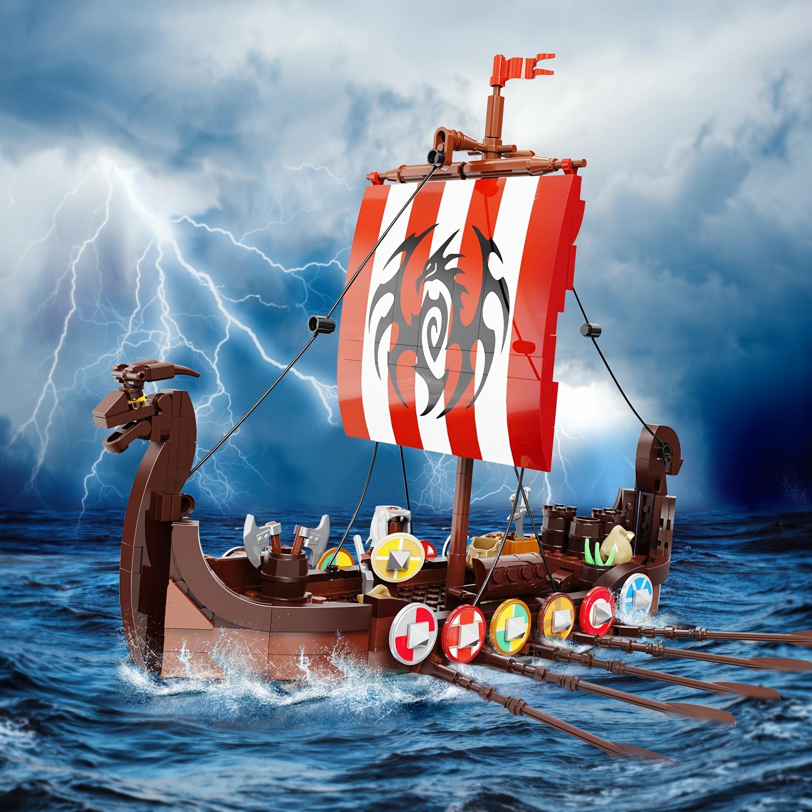 555 Pieces Popular Ship Models Viking Ship Building Blocks Playsets Fan Must Buy Building Blocks Toys Fun Handmade Collectible Decorations Best Holiday Gifts For Friends Christmas Halloween Gift