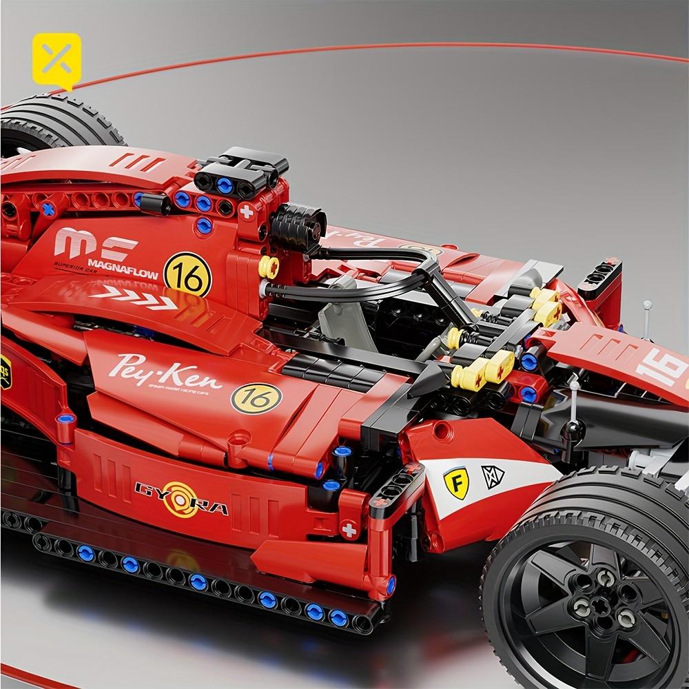 1200+pcs Red Equation Supercar Building Blocks Ornament, High Difficult Inserted Toy, Birthday Gift, New Year Gift Easter Gift Christmas Halloween Gift