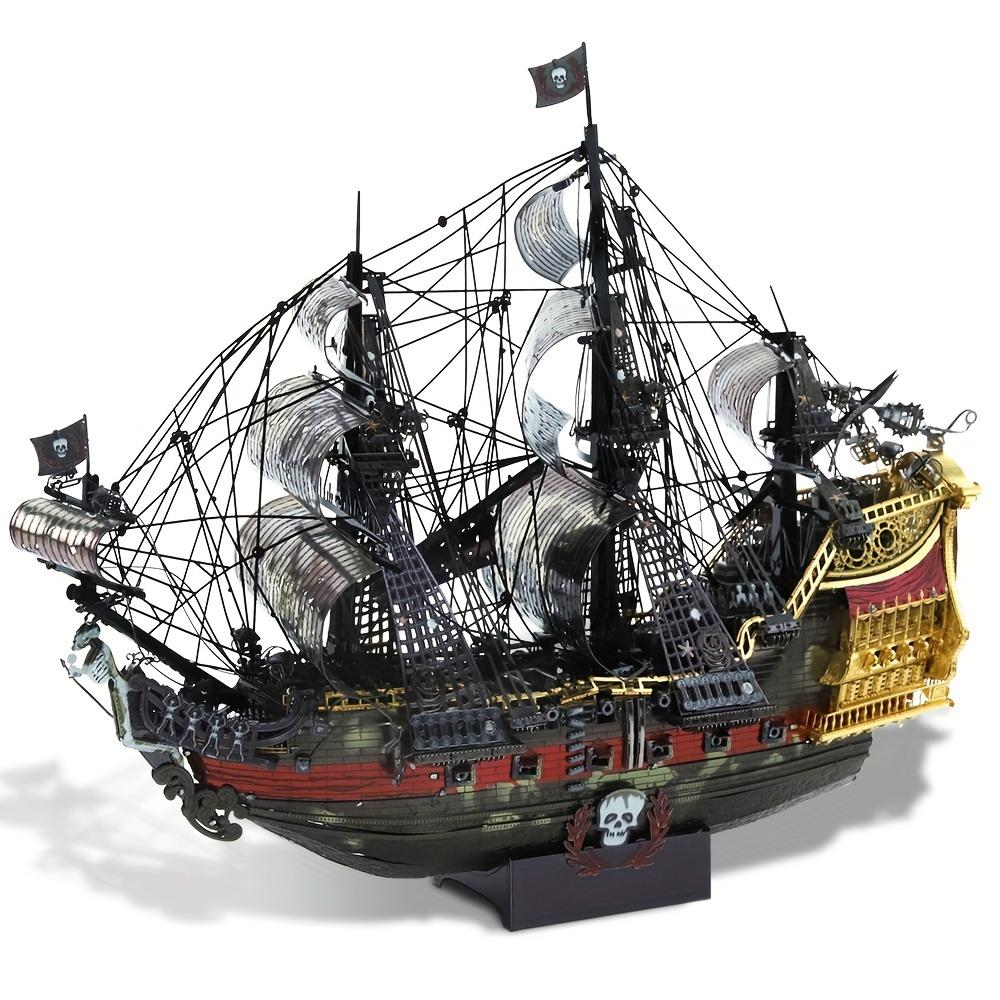 Piececool 439Pcs 3D Puzzles For Adult The Queen Anne's Revenge Metal Pirate Ship Model Kits Gifts Boxed Birthday Gifts Holiday Party Prizes Halloween Christmas Gift