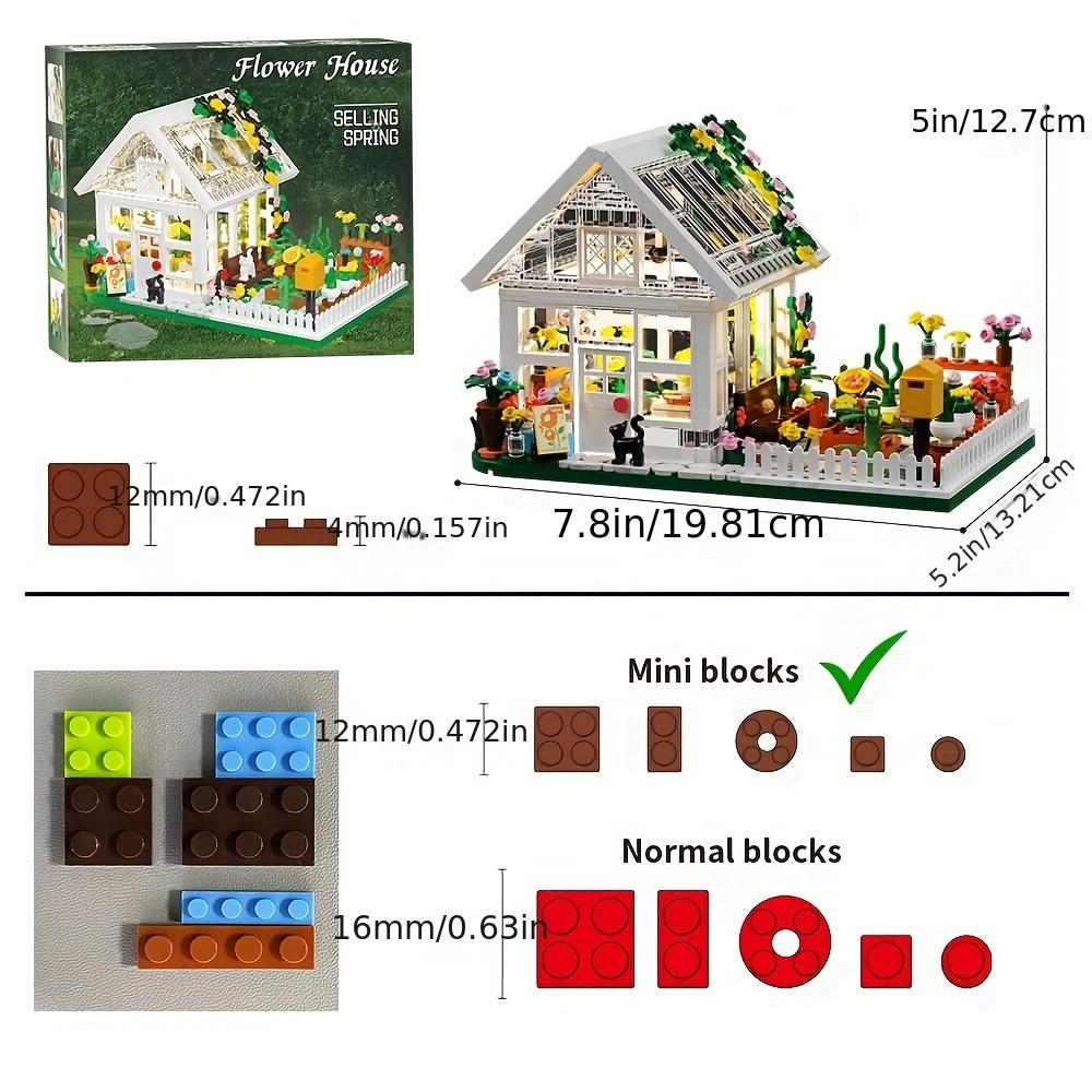 Flower House Building Mini Set with LED, City Street View Greenhouse Building Blocks Toy, Halloween Xmas Gift for Friends Christmas Gift