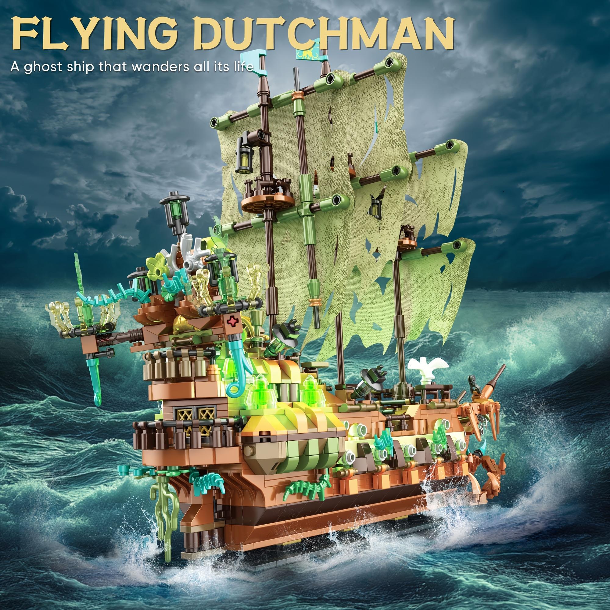 1588pcs Pirate Ship Building Blocks Set, Advanced MOC Dutchman Model Kit, Movie Themed Construction Toy, ABS Material, with LED Lights, for Ages 8-14, Ideal for Christmas and Birthday Gifts