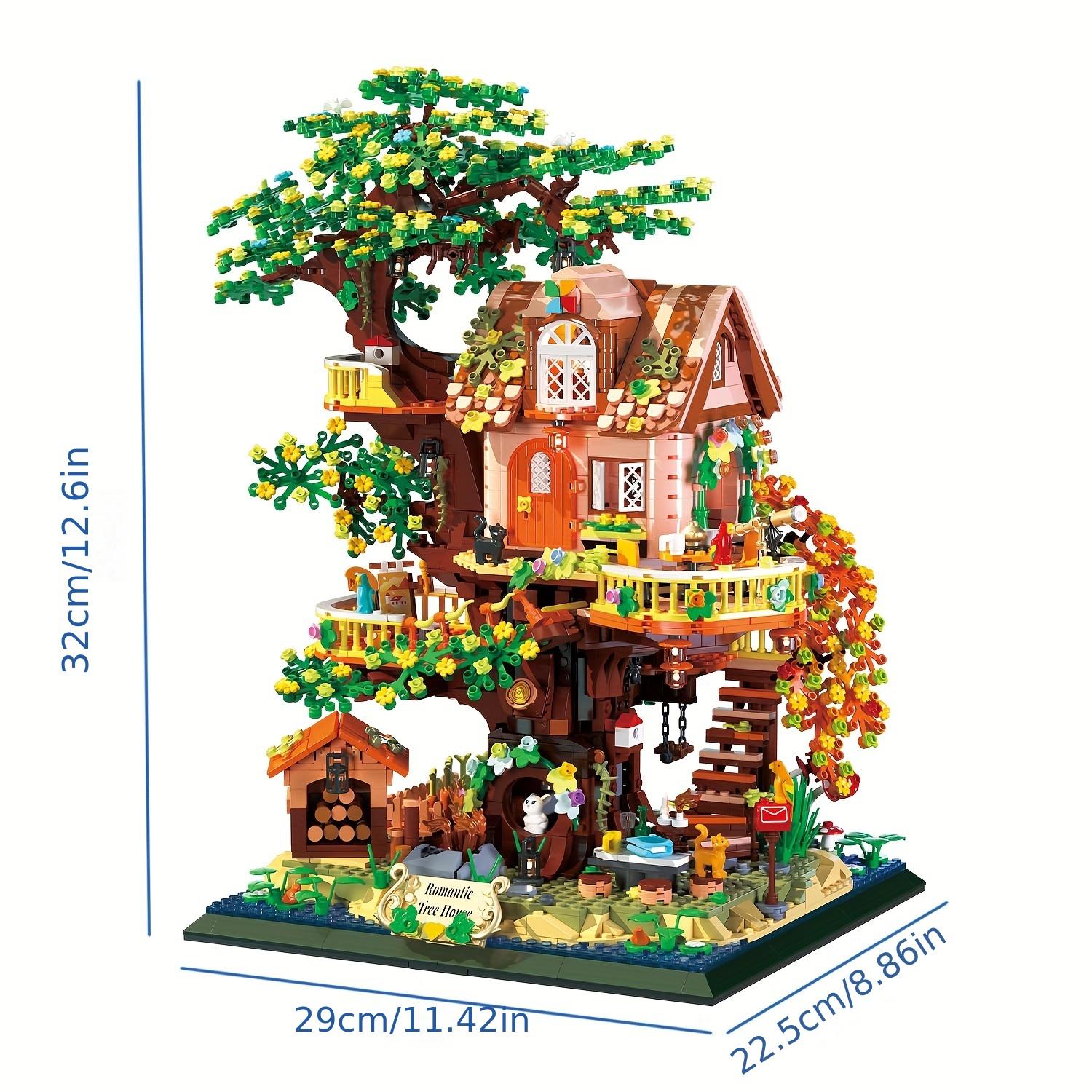 2 In 1 Cherry Blossom Tree House Building Set - Two Colors Of Leaves & Flowers, Mini Building Block, Friendship Forest House Brick Kit Toy - For Adults, Girls & Boys - Perfect Gift for Thanksgiving, Halloween & Christmas