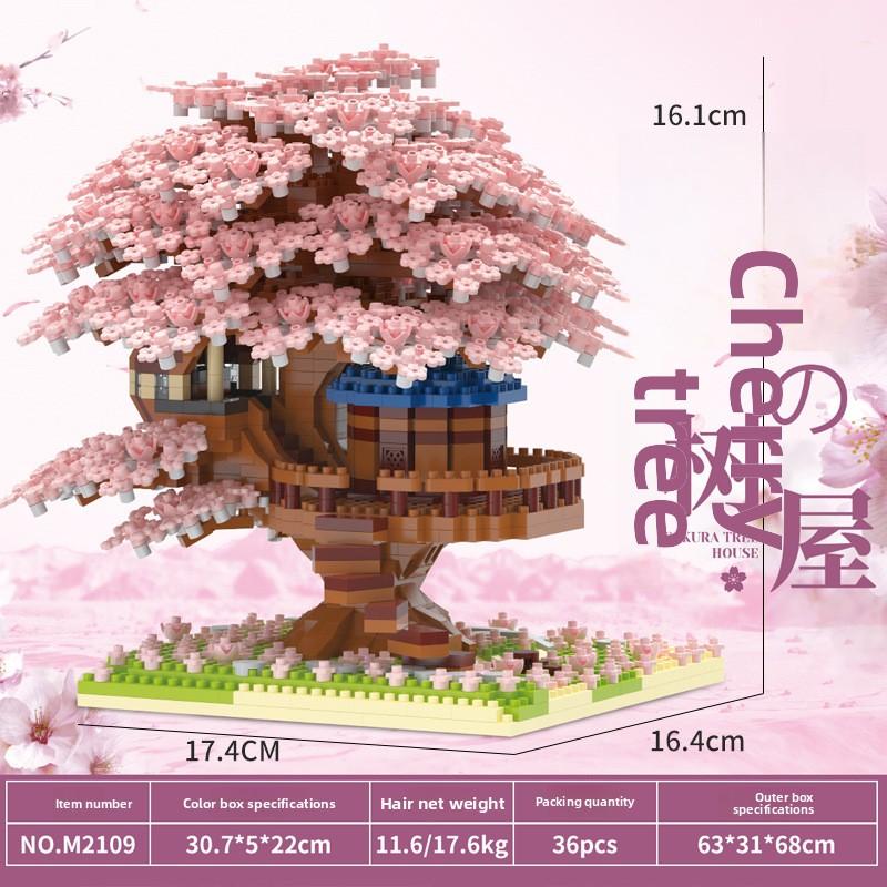 2229pcs Peach Blossom Bonsai Tree Building Set - Chinese Architecture Collectible Model Peach Blossom Tree Lego Alternative - 2229PCS Budget-Friendly Building Blocks