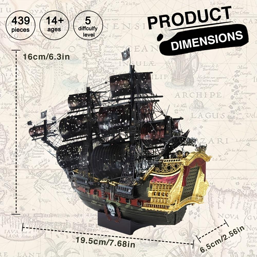 Piececool 439Pcs 3D Puzzles For Adult The Queen Anne's Revenge Metal Pirate Ship Model Kits Gifts Boxed Birthday Gifts Holiday Party Prizes Halloween Christmas Gift