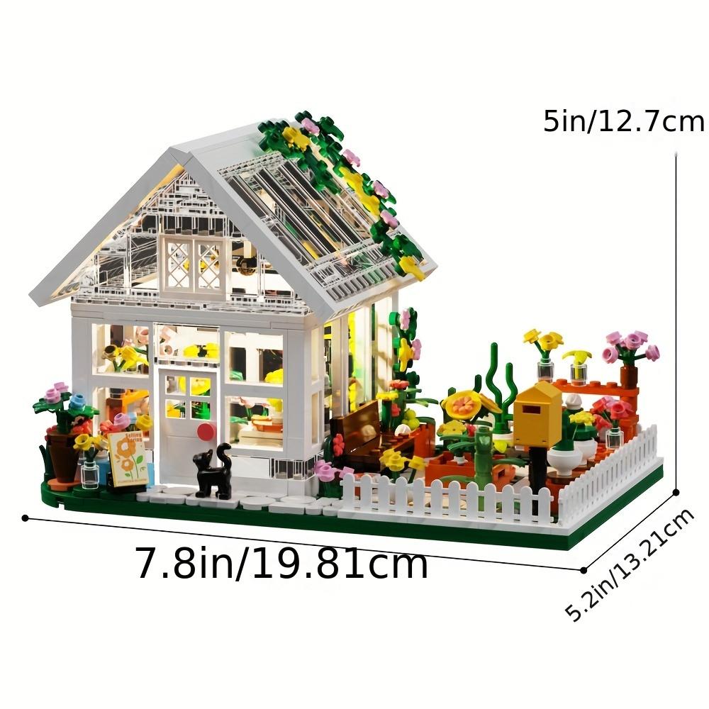 Flower House Building Mini Set with LED, City Street View Greenhouse Building Blocks Toy, Halloween Xmas Gift for Friends Christmas Gift