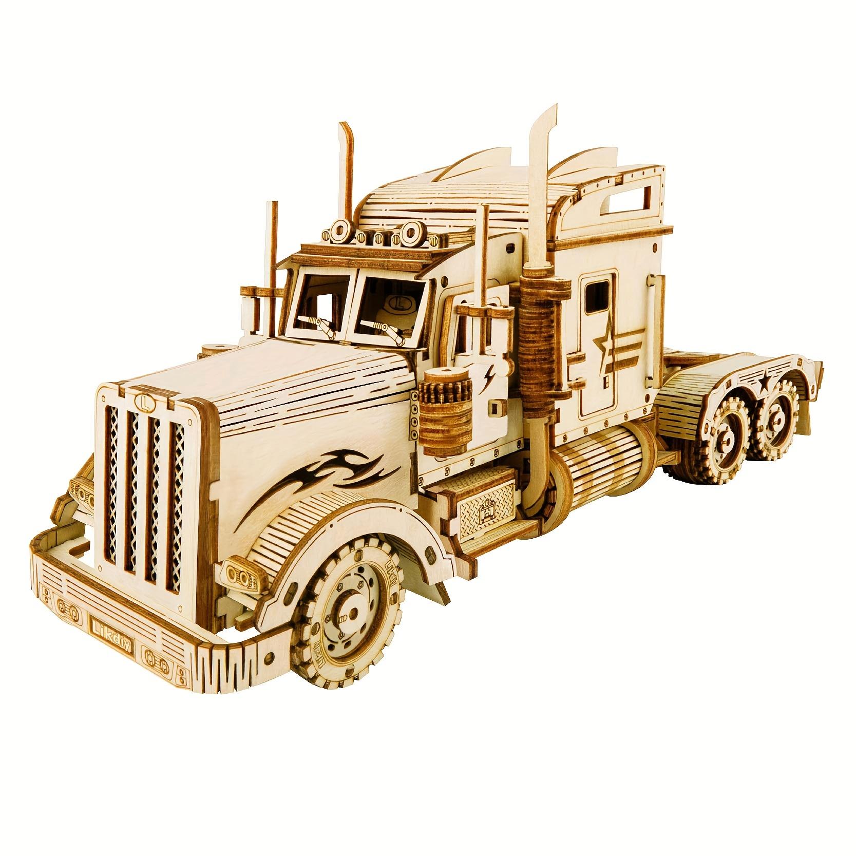 Build Your Own Heavy Truck 3D Wooden Puzzle Model Kit - A Fun And Educational DIY Gift Christmas Halloween Gift