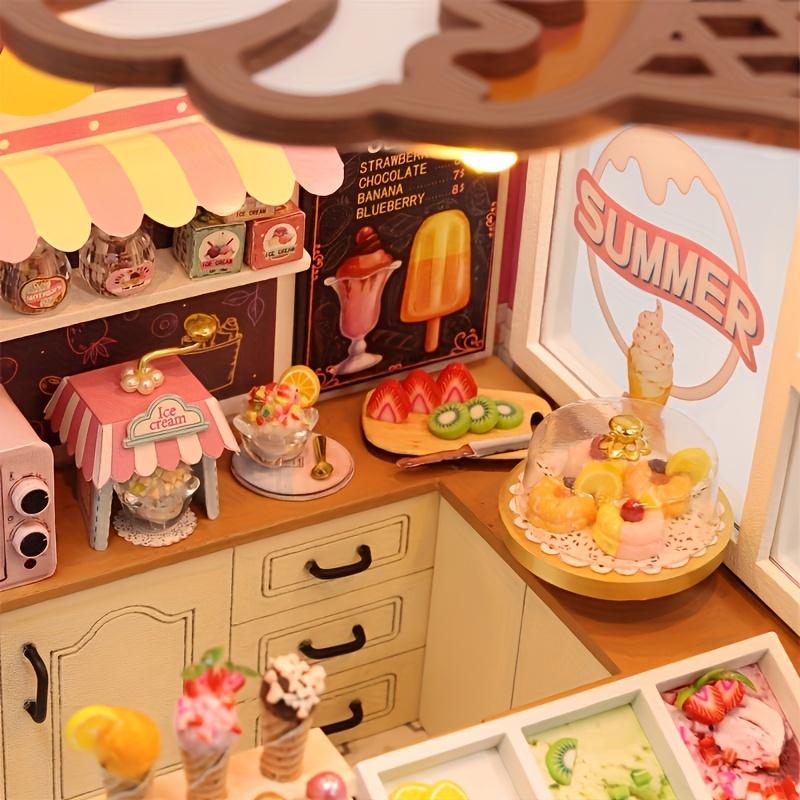 Handmade 3D Puzzle Coffee Shop Scene Art House, DIY Wooden Assembly Architectural Model House Mini Dollhouse Set Home Decoration, Creative Birthday Gift Valentine's Day Gift Christmas, Halloween Gift