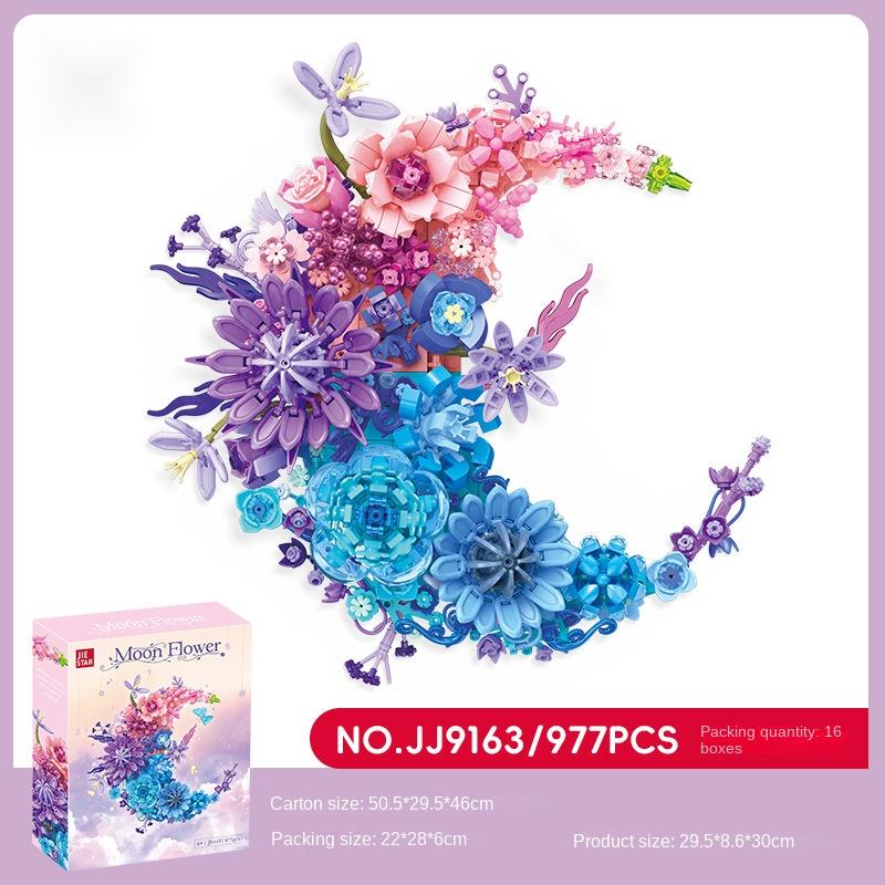 Pink Flower Bouquet Building Sets For Adult, 13 Flowers (977pcs), Botanical Collection With Fancy Box, Building Blocks Toy For Girls Ages 8+,Contemporary Plastic Brick Mural - Modular 3D Wall Art for Modern Homes