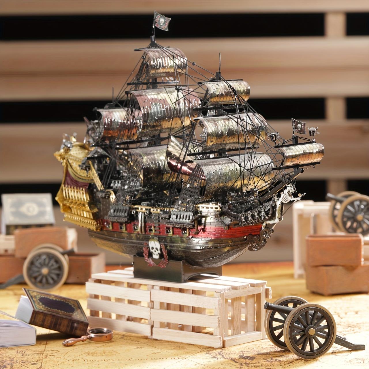 Piececool 439Pcs 3D Puzzles For Adult The Queen Anne's Revenge Metal Pirate Ship Model Kits Gifts Boxed Birthday Gifts Holiday Party Prizes Halloween Christmas Gift