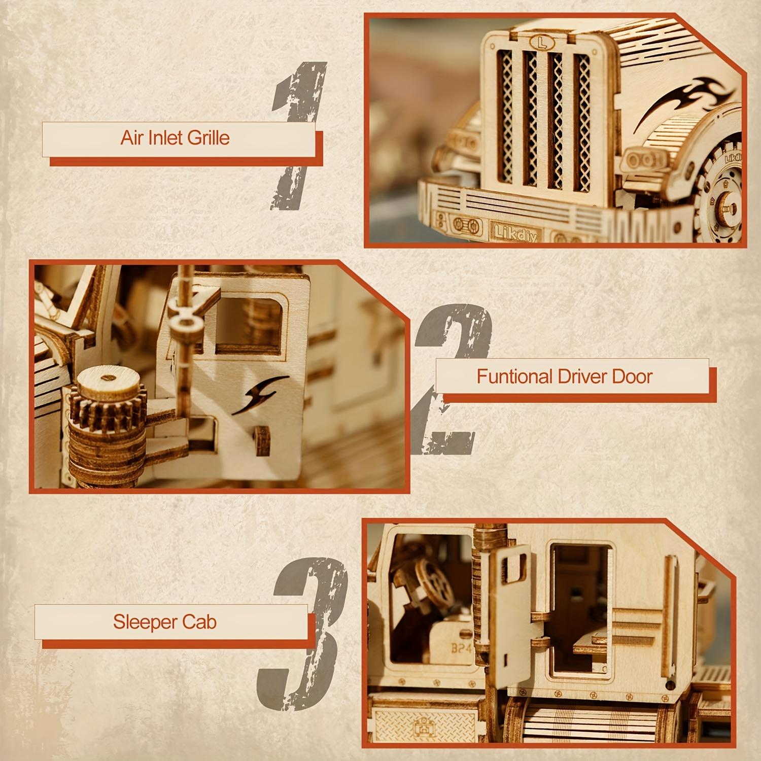 Build Your Own Heavy Truck 3D Wooden Puzzle Model Kit - A Fun And Educational DIY Gift Christmas Halloween Gift