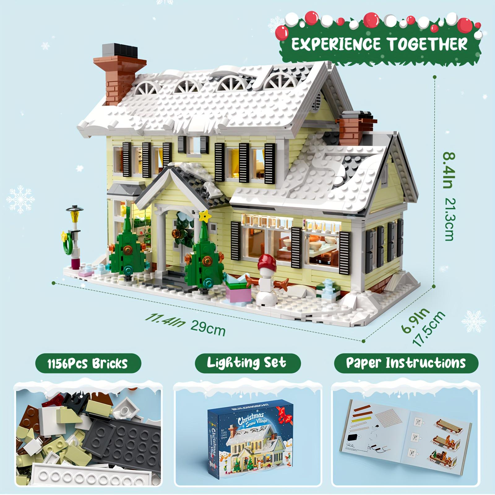 1156 Pieces Popular Christmas Holiday House Building Blocks Playsets Fans Must Buy With Electricity Beautiful Handmade Puzzle Halloween Christmas Gift
