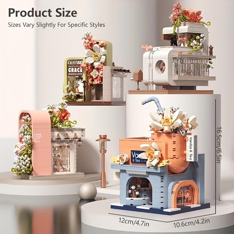 BALODY Pet Shop City Streetscape Assemble Model, Flower House Assemble Model, Coffee Shop Assemble Model, Rose Flower Shop Assemble Model, Home Decor Model, Halloween, Christmas Gifts ( 929pcs)
