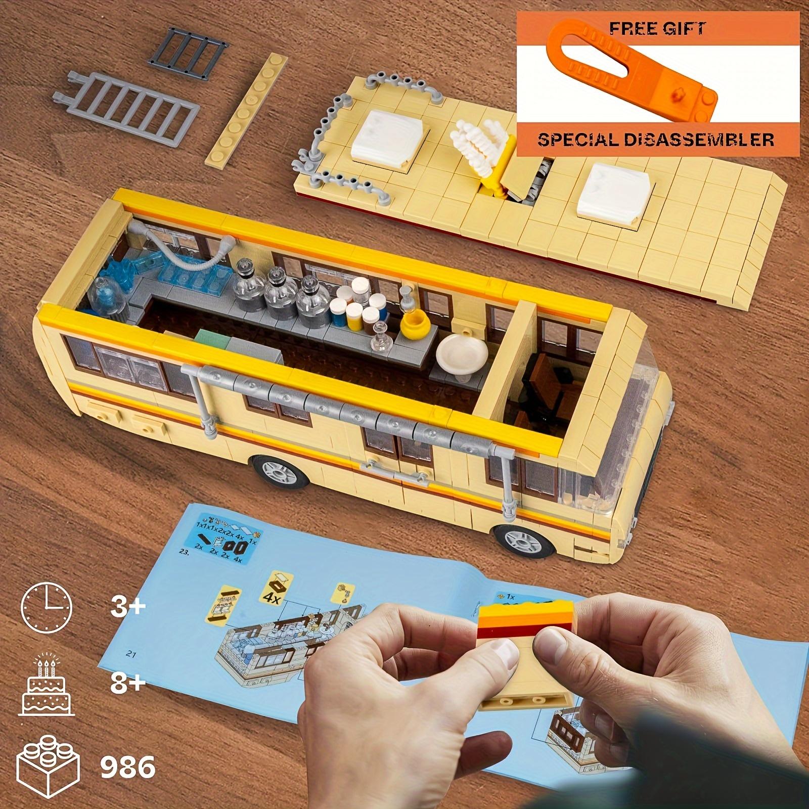 986pcs 986-Piece Bus Building Set: Educational DIY Toy, Buildable Bus Blocks with Accessories for Kids, Birthday Gift, Christmas, Halloween