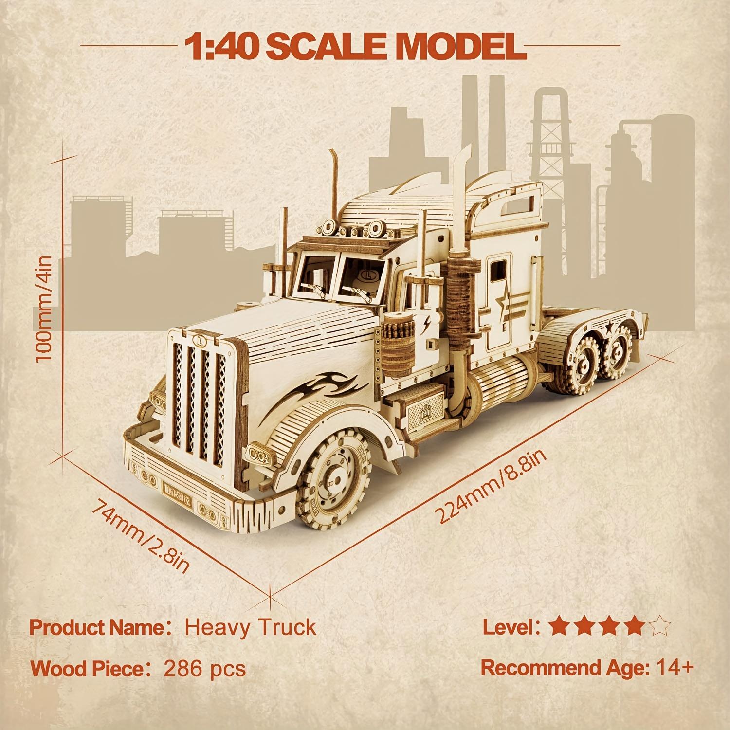 Build Your Own Heavy Truck 3D Wooden Puzzle Model Kit - A Fun And Educational DIY Gift Christmas Halloween Gift