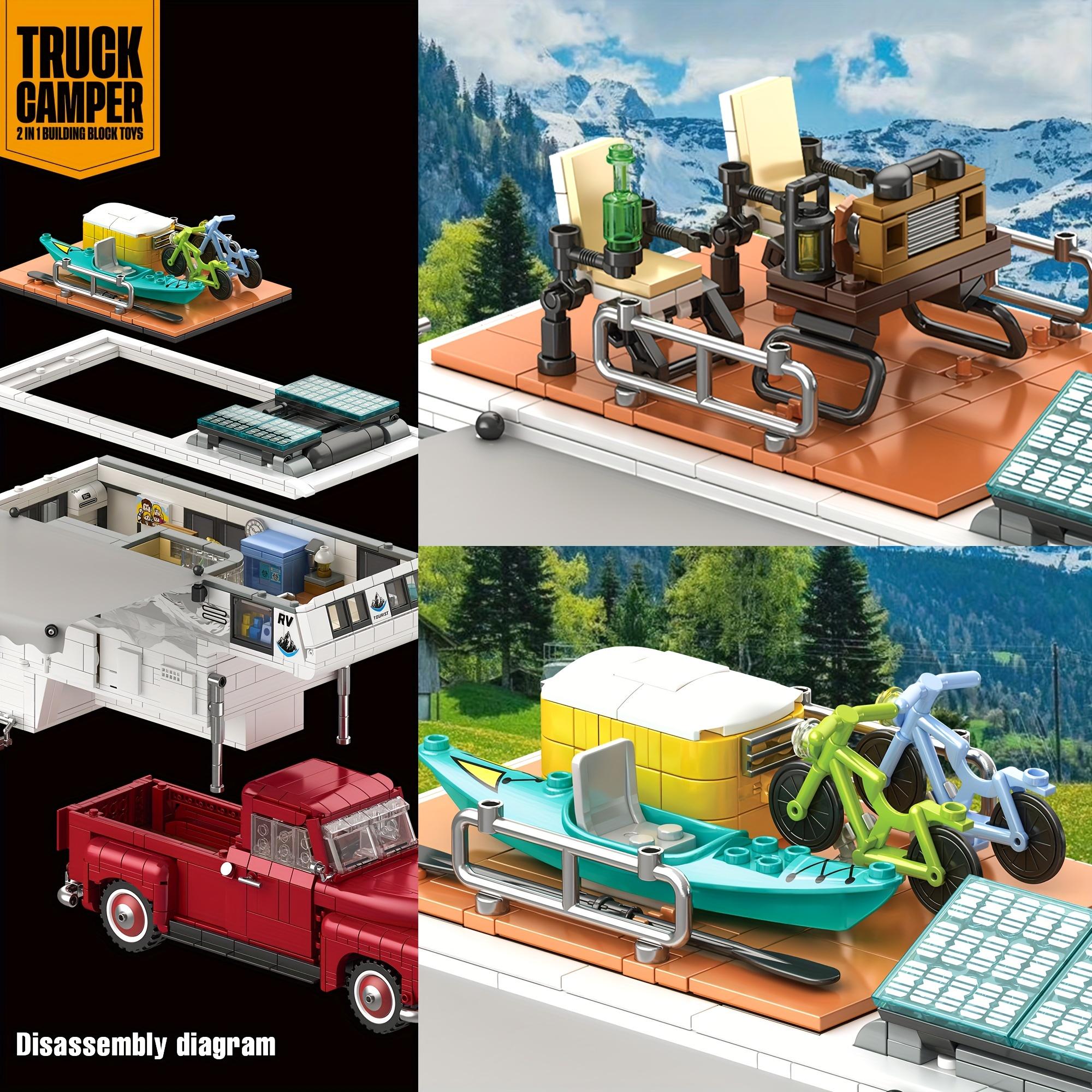2188pcs Car Building Block, 2-in-1 Camper Van Building And Farm Pickup Truck Building Set Toy, Retro Rvs Building Block Kit Set