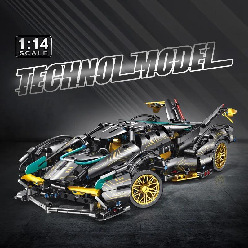 1314Pcs Building block City Car Black V12 Block Roadster 1:14 DIY Roadster Building ket Assembly Block Car Toy Birthday Gift Christmas Halloween Gift