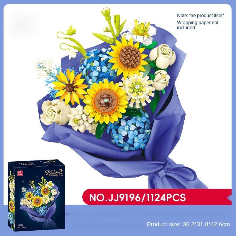 Purple Flower Bouquet Building Sets For Adult, 13 Flowers (891pcs), Botanical Collection With Fancy Box, Building Blocks Toy For Girls Ages 8+,Thoughtful Home Décor Gift for Your Loved One