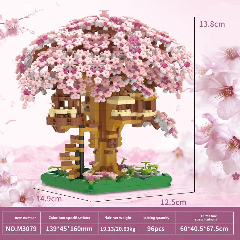 2229pcs Peach Blossom Bonsai Tree Building Set - Chinese Architecture Collectible Model Peach Blossom Tree Lego Alternative - 2229PCS Budget-Friendly Building Blocks