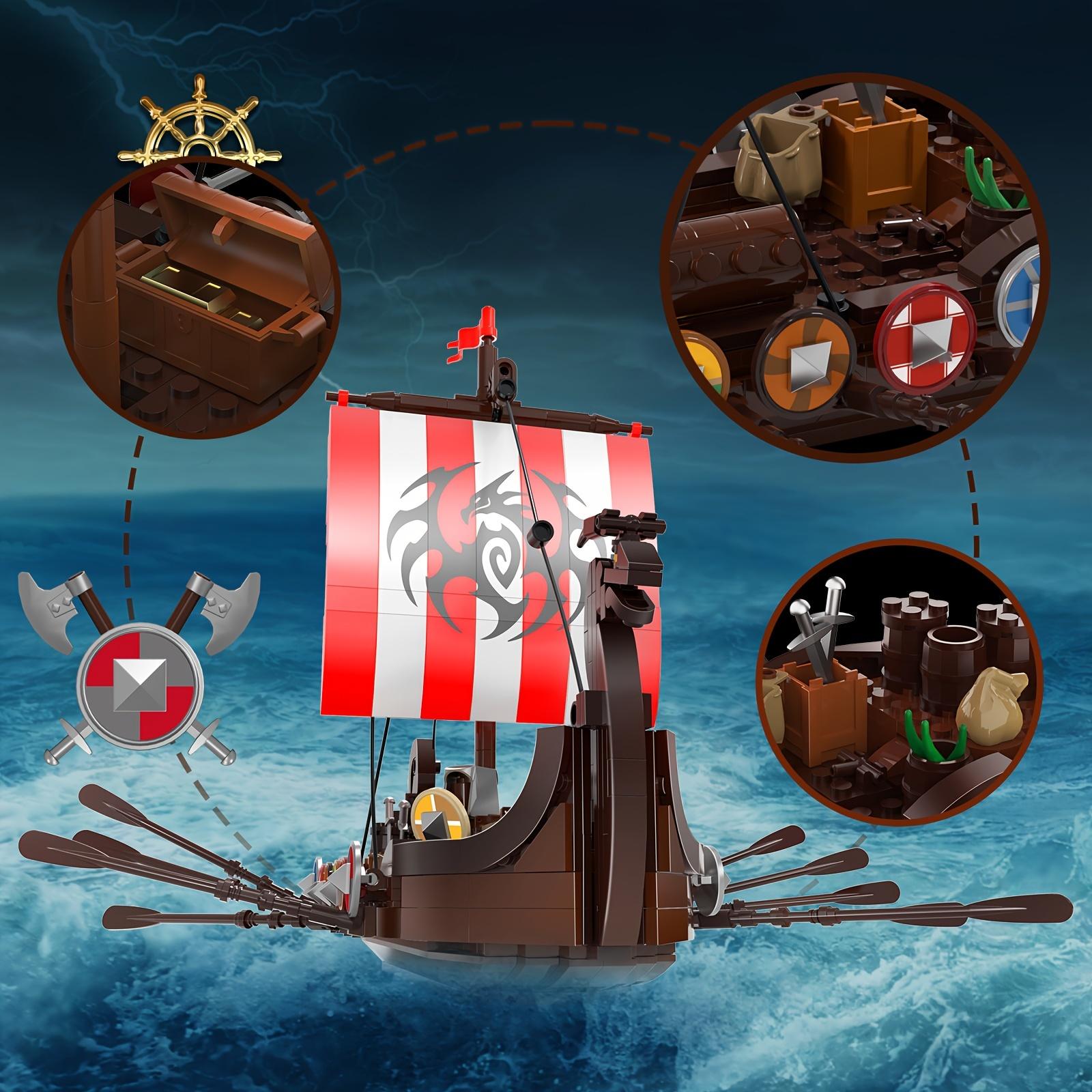 555 Pieces Popular Ship Models Viking Ship Building Blocks Playsets Fan Must Buy Building Blocks Toys Fun Handmade Collectible Decorations Best Holiday Gifts For Friends Christmas Halloween Gift