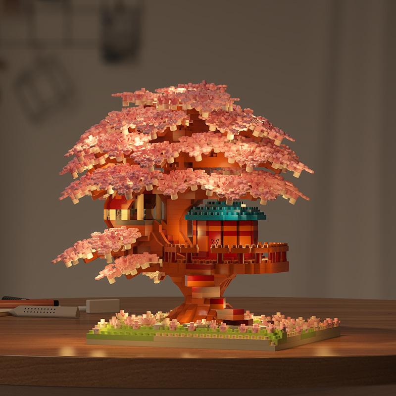 2229pcs Peach Blossom Bonsai Tree Building Set - Chinese Architecture Collectible Model Peach Blossom Tree Lego Alternative - 2229PCS Budget-Friendly Building Blocks