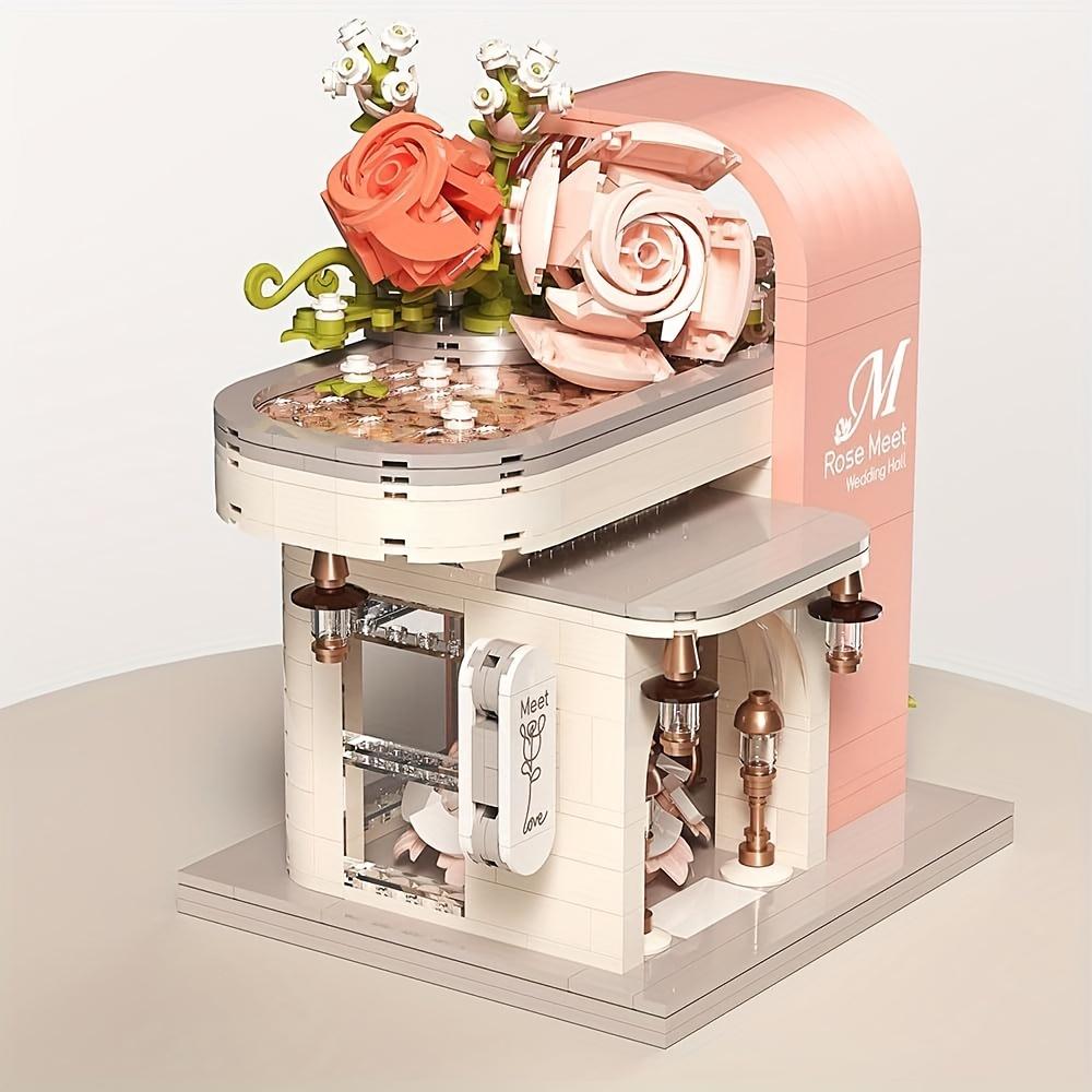 BALODY Wedding Store City Streetscape Assemble Model, Flower House Assemble Model, Coffee Shop Assemble Model, Rose Flower Shop Assemble Model, Home Decor Model, Halloween, Christmas Gifts ( 929pcs)