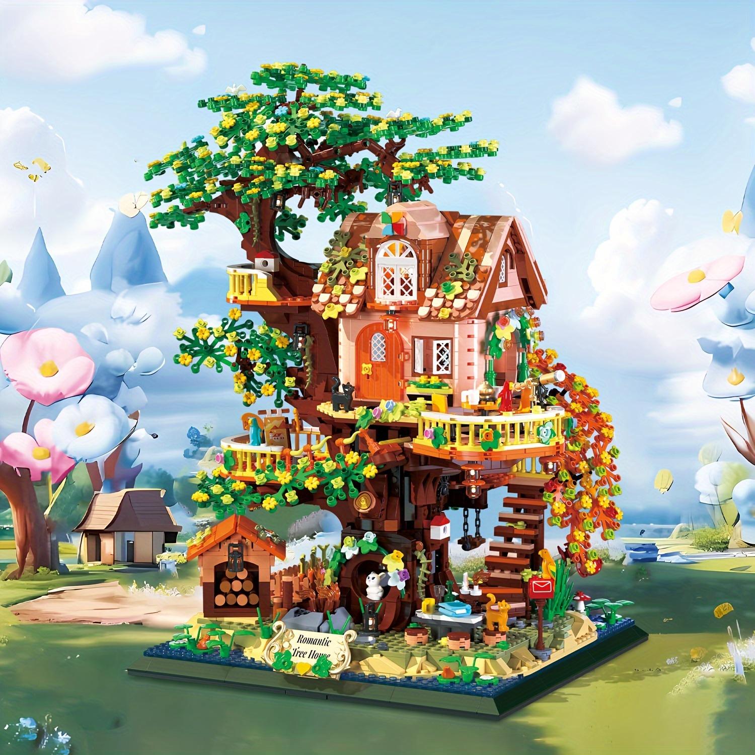 2 In 1 Cherry Blossom Tree House Building Set - Two Colors Of Leaves & Flowers, Mini Building Block, Friendship Forest House Brick Kit Toy - For Adults, Girls & Boys - Perfect Gift for Thanksgiving, Halloween & Christmas