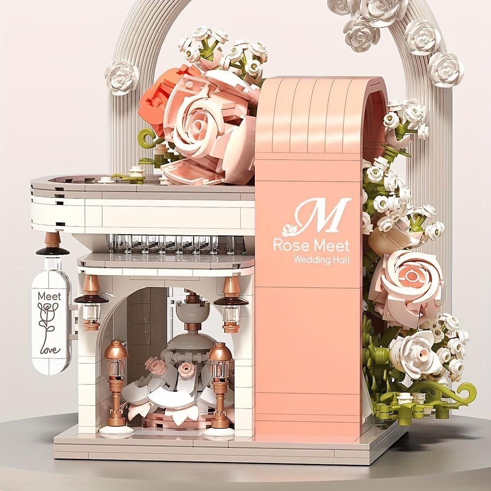 BALODY Wedding Store City Streetscape Assemble Model, Flower House Assemble Model, Coffee Shop Assemble Model, Rose Flower Shop Assemble Model, Home Decor Model, Halloween, Christmas Gifts ( 929pcs)