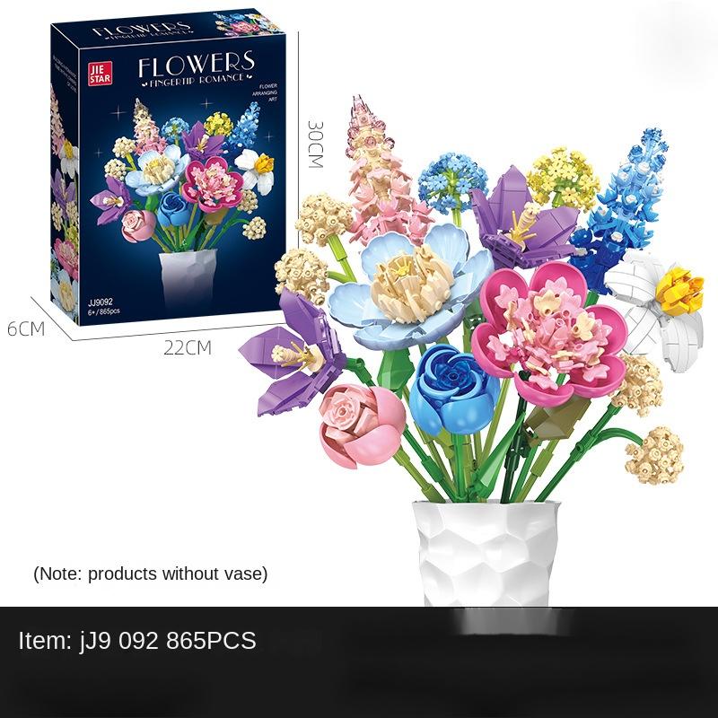Purple Flower Bouquet Building Sets For Adult, 13 Flowers (891pcs), Botanical Collection With Fancy Box, Building Blocks Toy For Girls Ages 8+,Thoughtful Home Décor Gift for Your Loved One