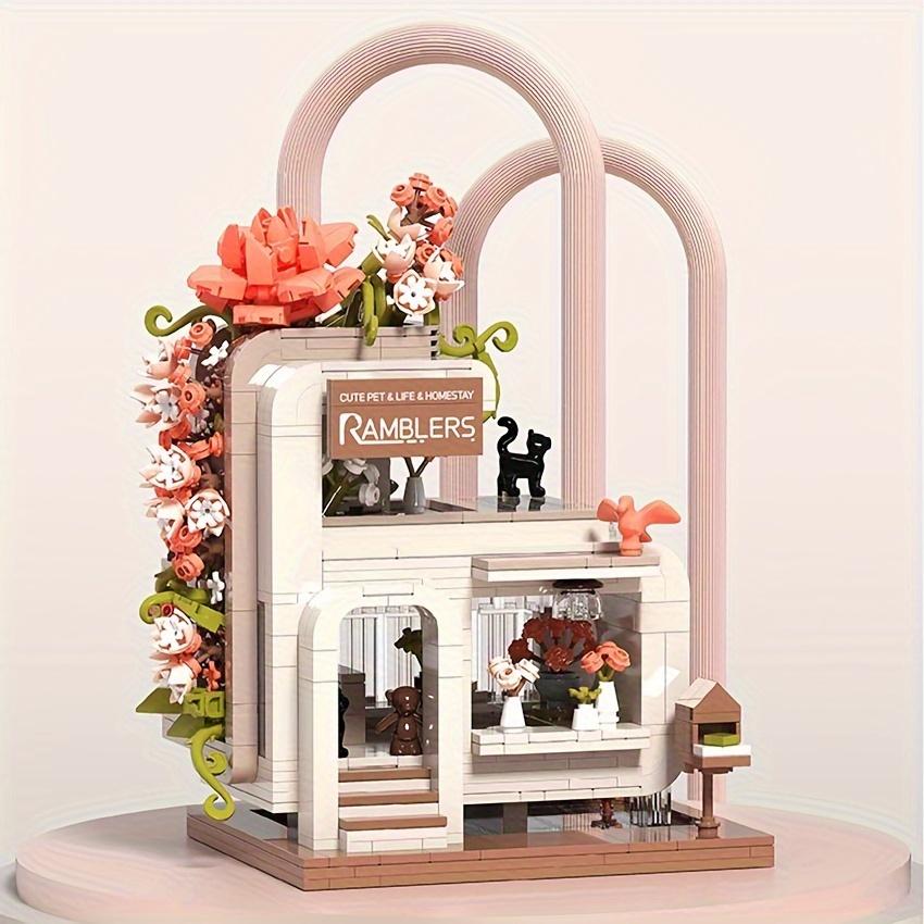BALODY Pet Shop City Streetscape Assemble Model, Flower House Assemble Model, Coffee Shop Assemble Model, Rose Flower Shop Assemble Model, Home Decor Model, Halloween, Christmas Gifts ( 929pcs)